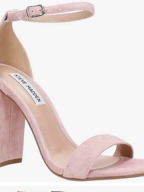 STEVE MADDEN CARRSON Suede Sandals Blush Pink Open Toe Heels | 8.5